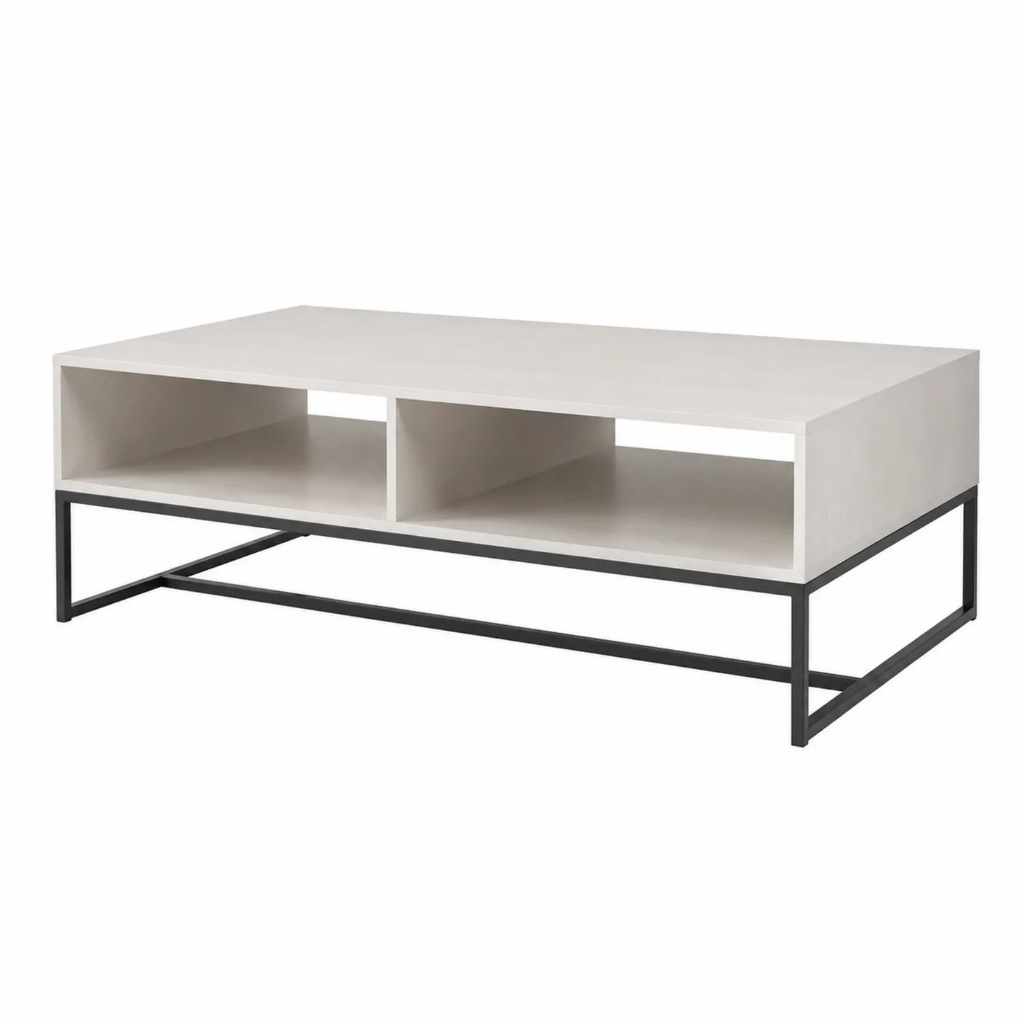 Rechteckiger Couchtisch Spanplatte Metallrahmen Weiß 110x60x35 cm