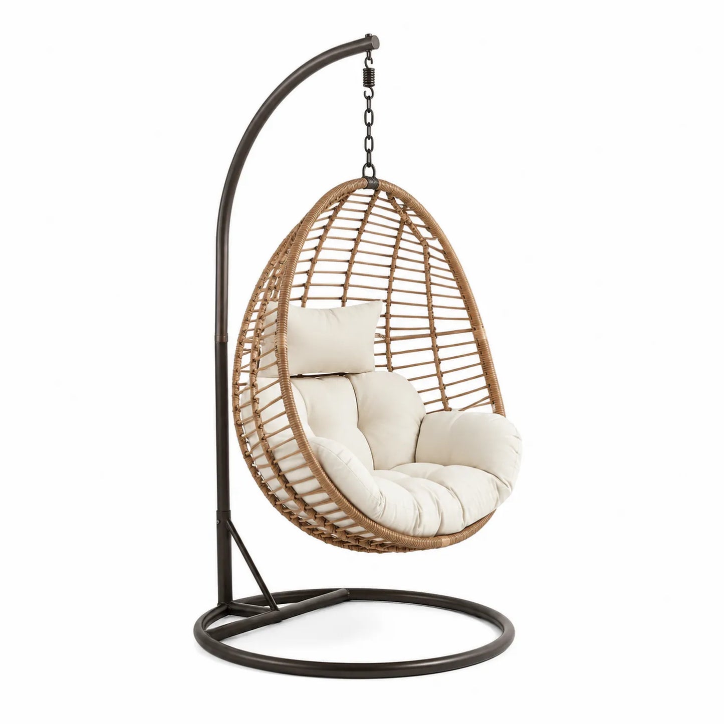 Rattan Hängesessel mit Stahlgestell Beige