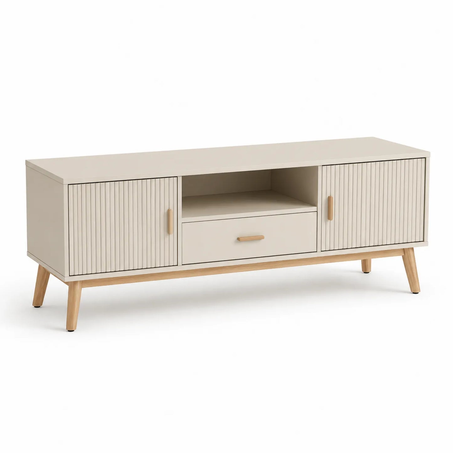 TV-Lowboard aus MDF mit Holzoptik Beige 150x40x55 cm