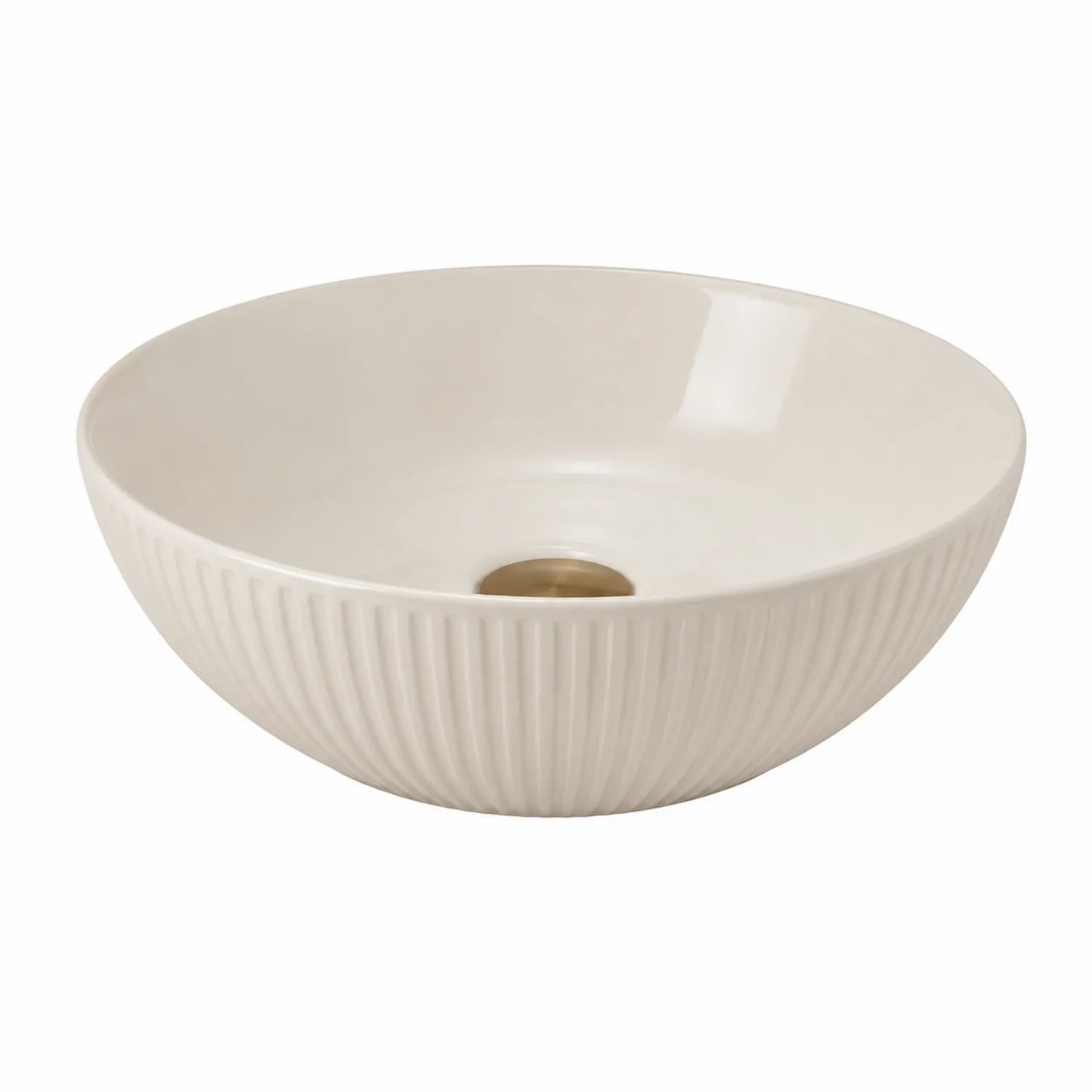 Keramik Waschbecken rund Beige geriffelt Ø40cm