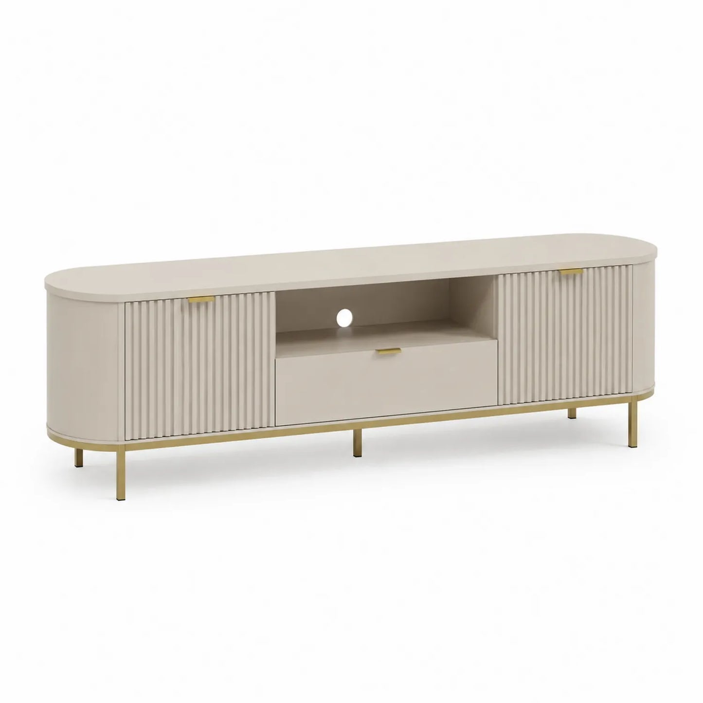TV-Schrank Holz mit Metallbeinen cremefarben 180cm