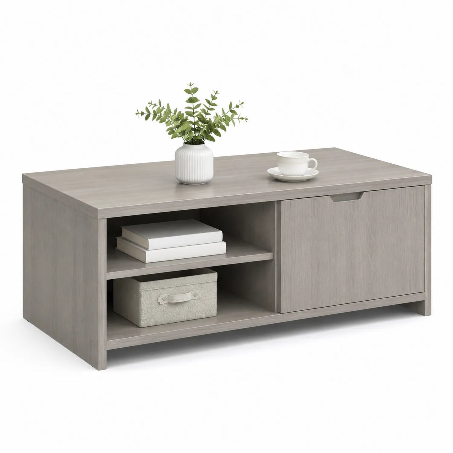 Couchtisch MDF Grau mit Fächern 100x50x40cm