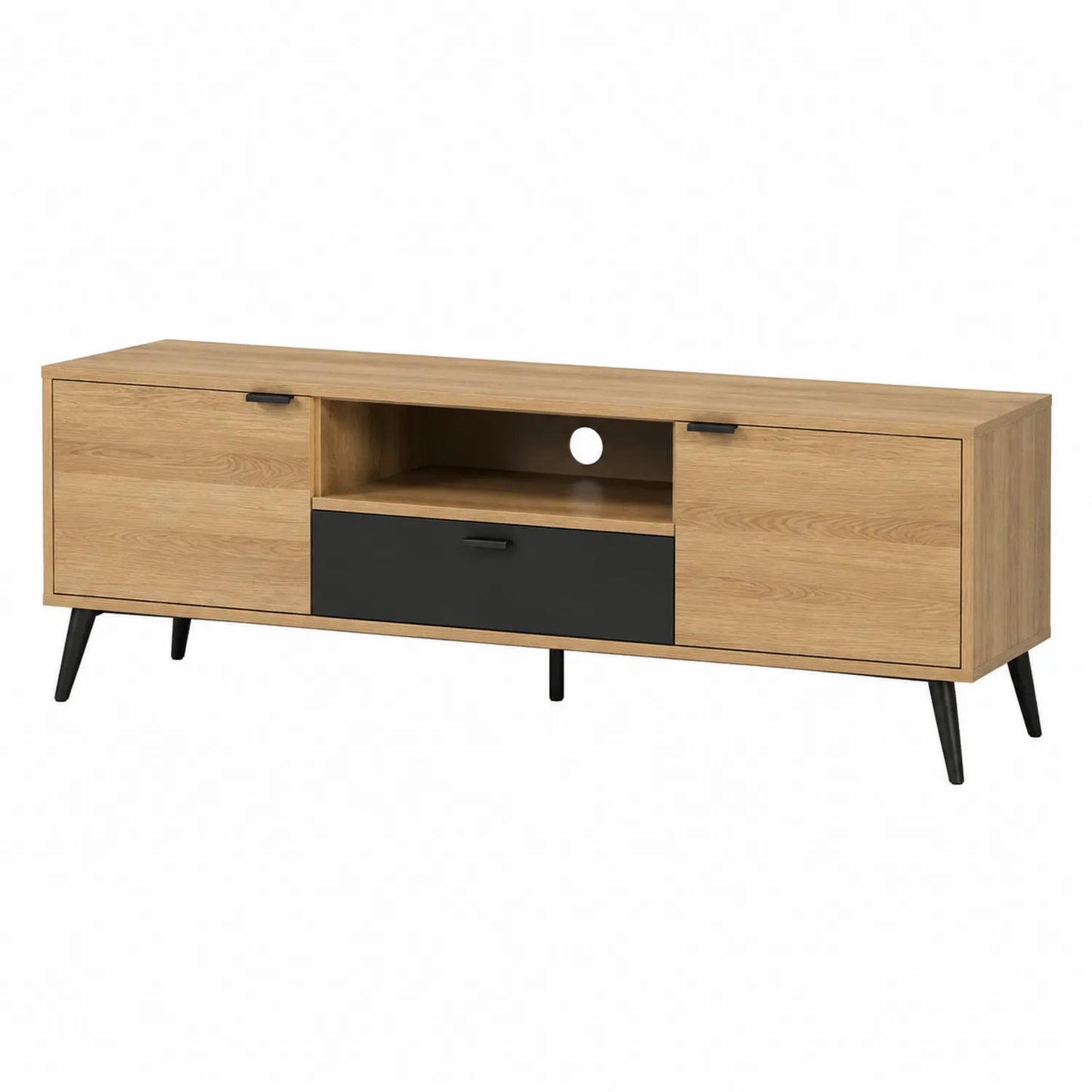 TV-Schrank mit zwei Türen und Schublade Eiche/Schwarz