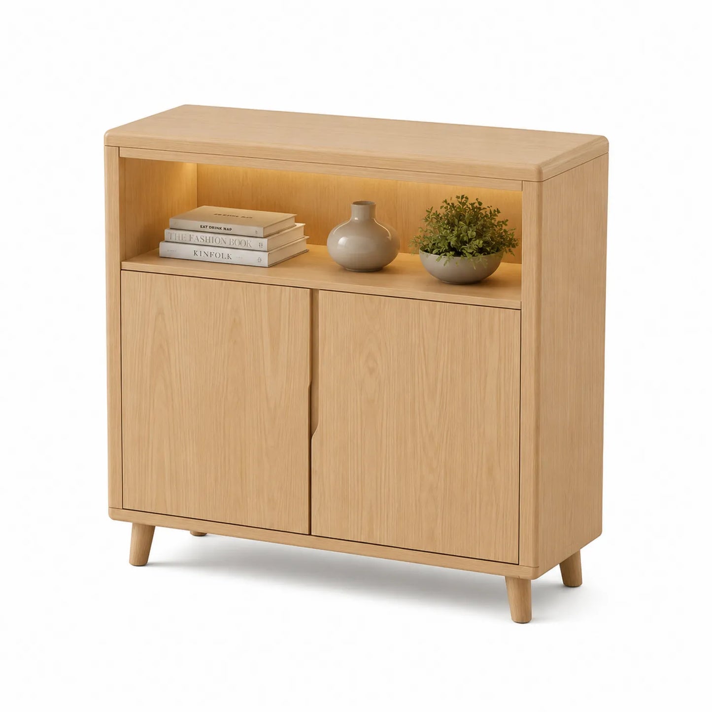 Eichenholz Sideboard mit LED-Beleuchtung 100x40x90 cm