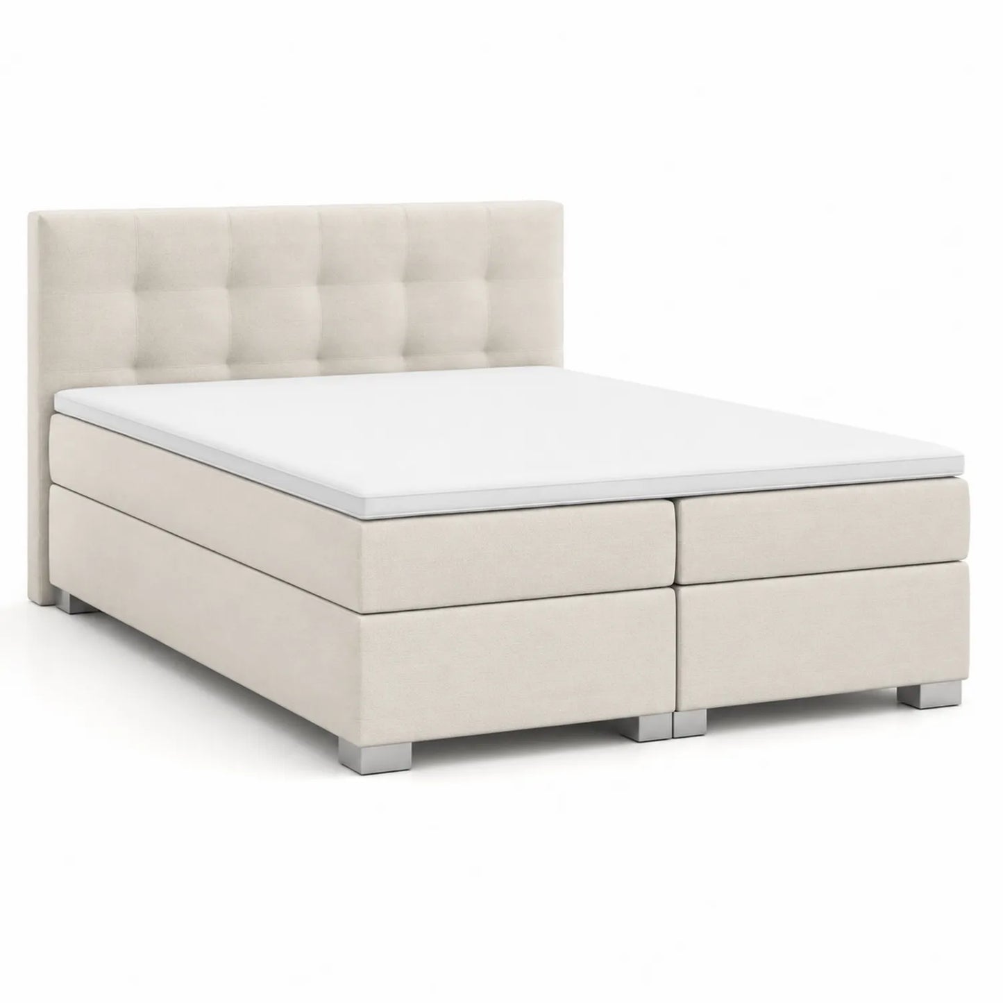 Boxspringbett 180x200 cm Beige Stoff Holz Kopfteil
