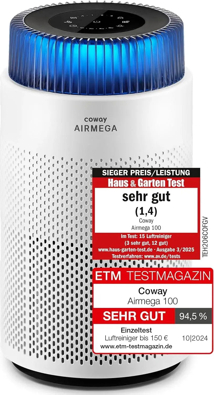 Luftreiniger, COWAY, AIRMEGA 100, HEPA, Luftreinigungsgerät, Luftreiniger für Zuhause Schlafzimmer