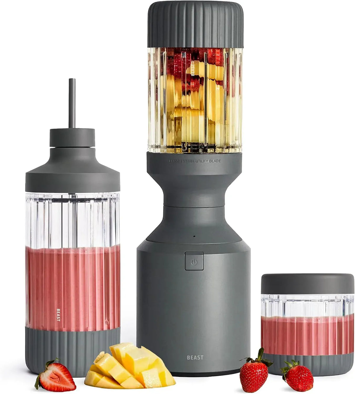 Standmixer, 1200 W, BEAST, Küchenmixer, Smoothie Maker, Smoothie Maker Hochleistungsmixer mit 3 Tritan Mixbechers -1200 ml