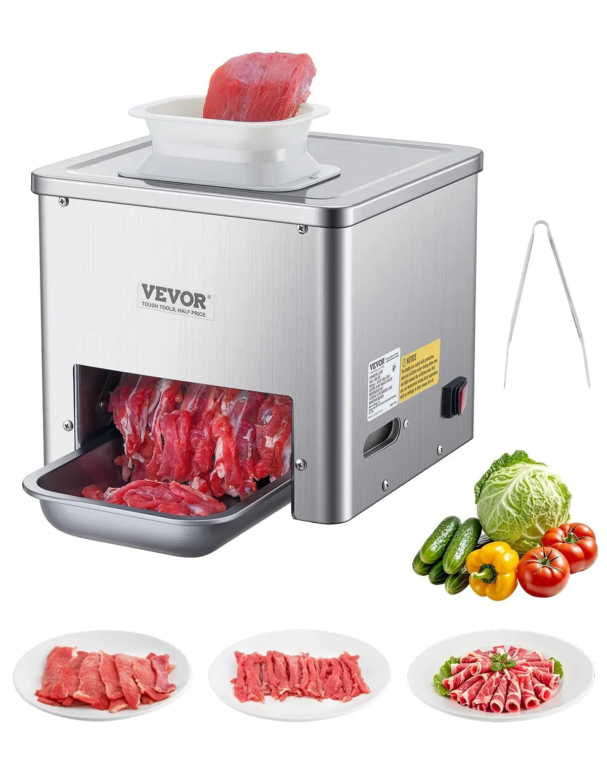 VEVOR W 159 Fleischschneidemaschine, Lebensmittelschneider, Fleischschneider, 550 W, 159 kg, 3,5 mm, gewerblich, Restaurant, Edelstahl