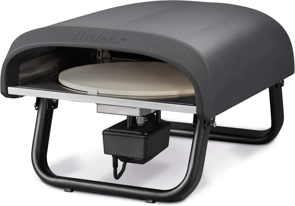 Elektrischer Pizzaofen, 30,5cm, 4K UHD, Edelstahl, stufenlos regulierbarer Edelstahlbrenner #31316, Cordierit-Pizzastein 30,5cm, Pizzastein rund