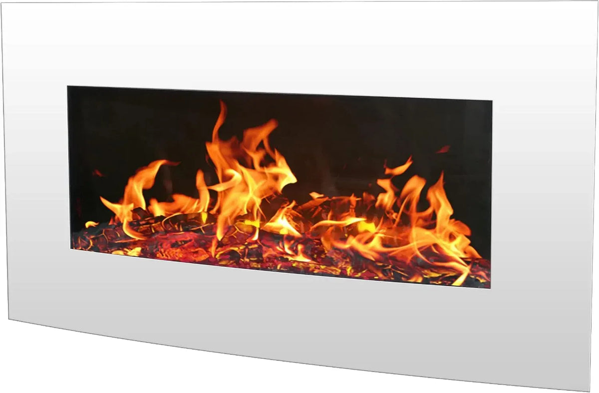ElektroKamin, Wandkamin, elektrischer Kamin, 90 x 55 cm, 2000 W, Wärmefunktion, Weiß