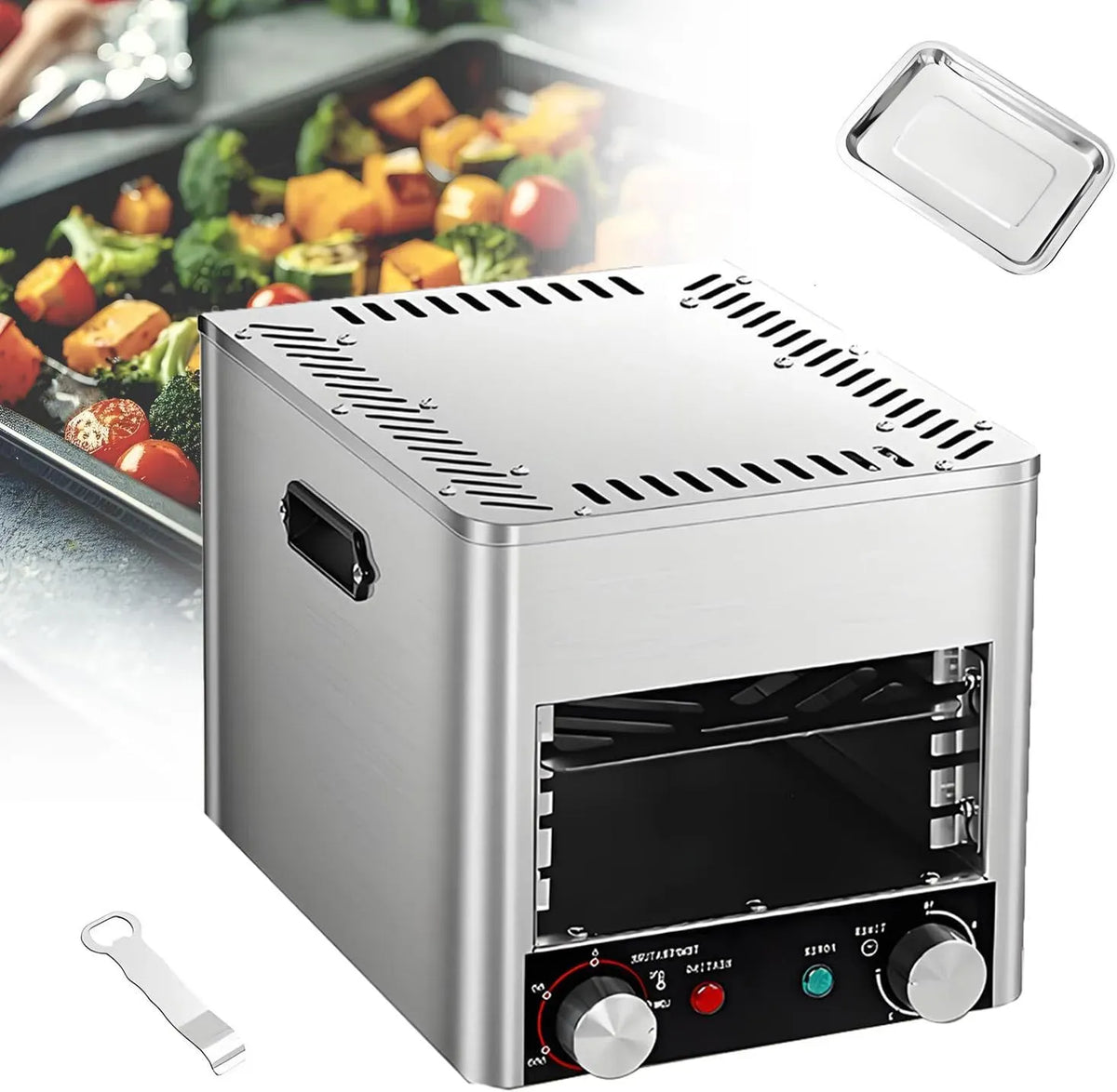 N001 Elektrogrill, 3400 W, gewerblich, Edelstahl, Silber