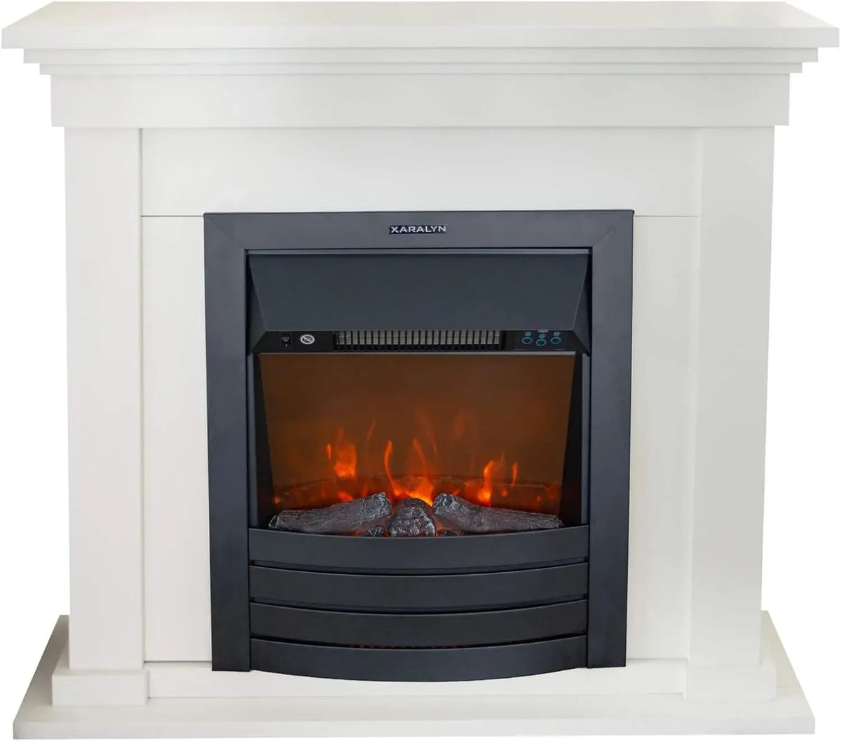 Elektrokamin, Einbaukamin, Dekokamin, Heizung, elektrischer Kamin, 1800 W, Wärmefunktion, Weiß, Holz