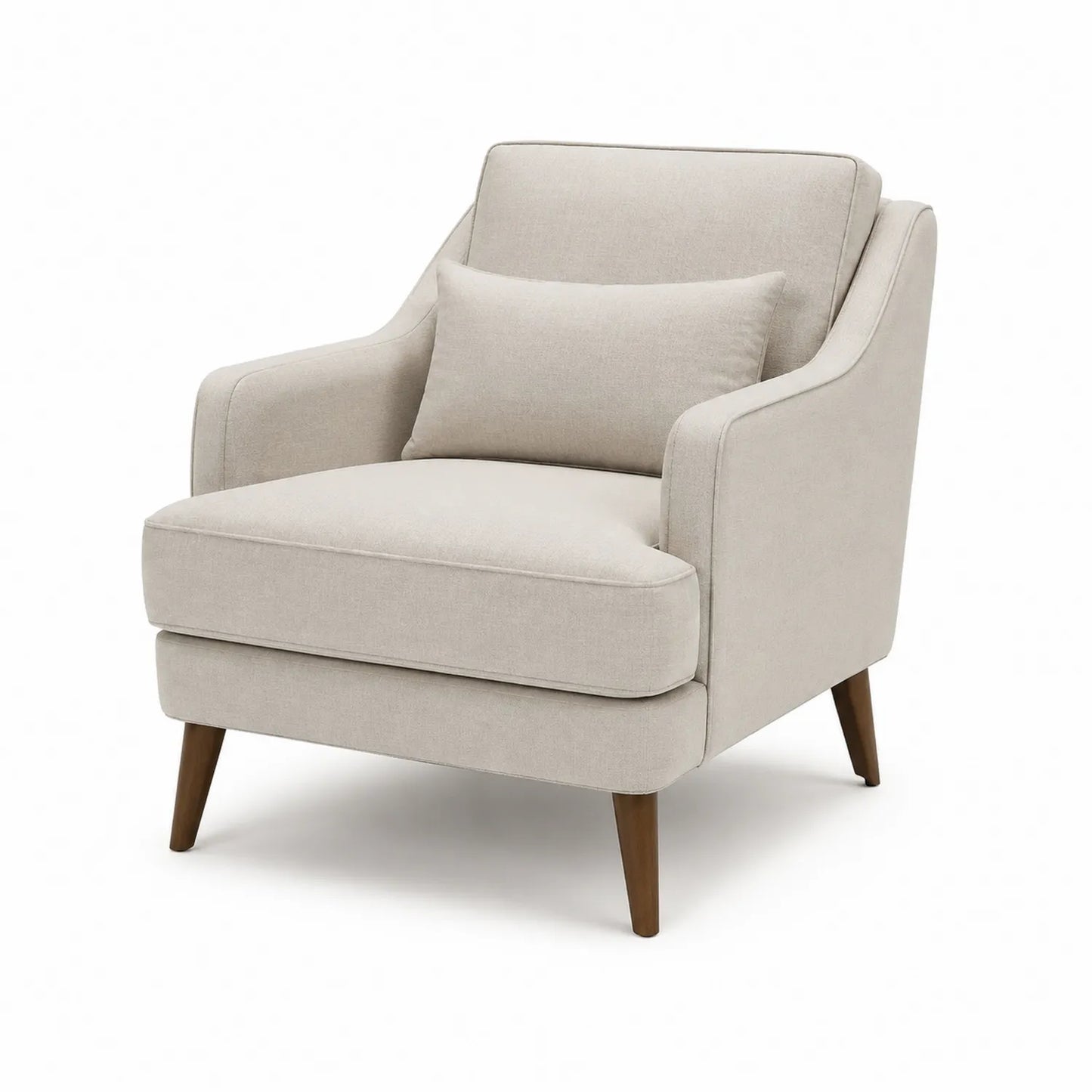 Stoffsessel mit Holzelementen Beige inkl. Kissen