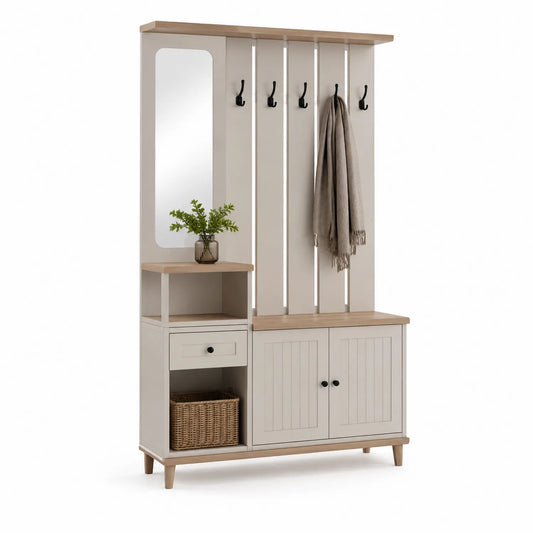 Garderobenmöbel MDF Holz mit Spiegel und Haken