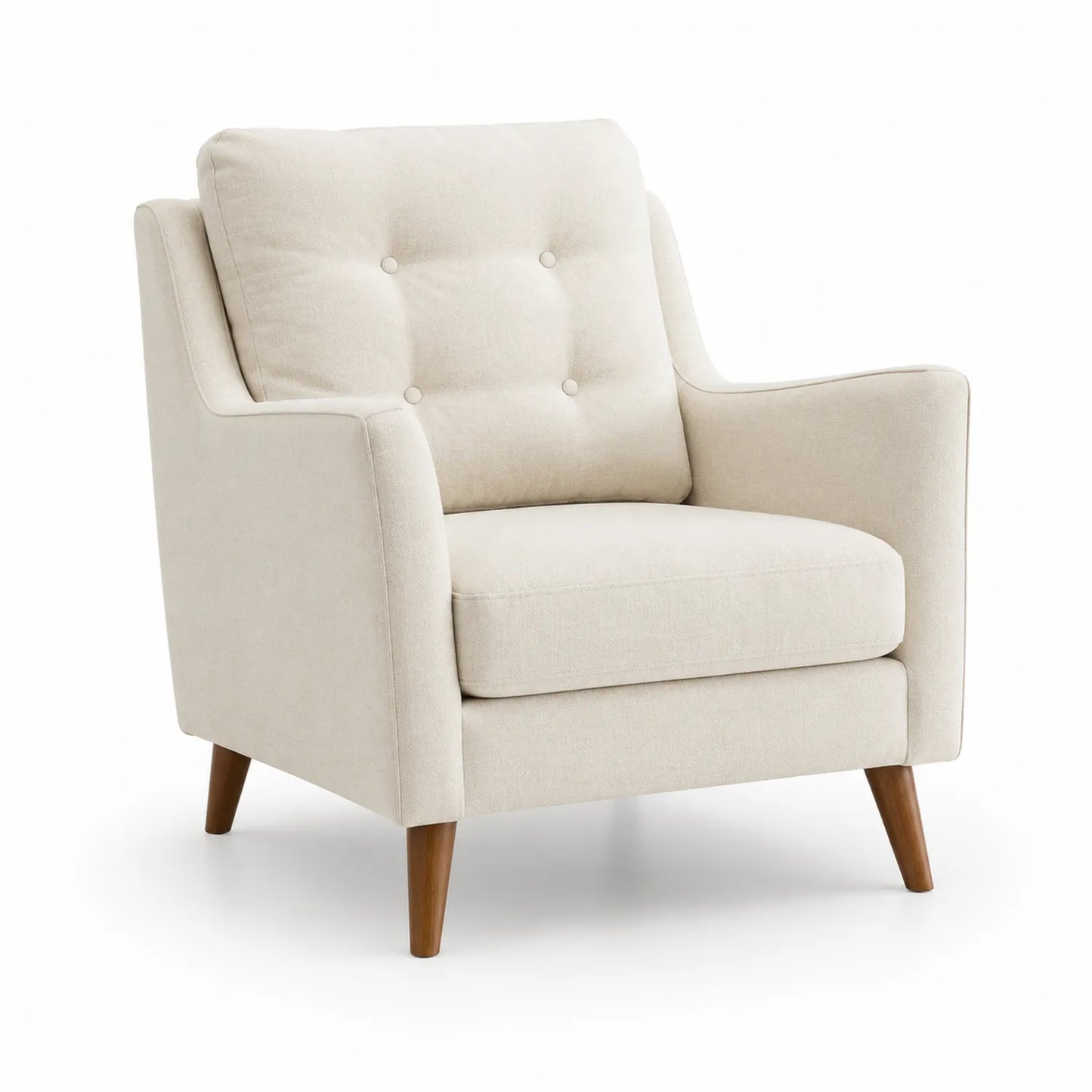 Moderner Stoff-Sessel mit Massivholzbeinen Beige