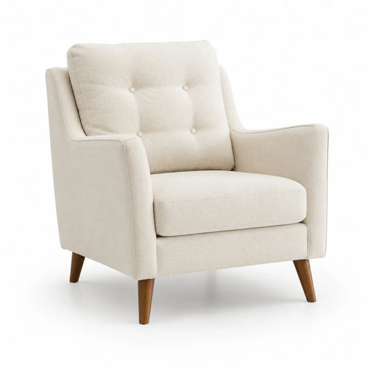 Moderner Stoff-Sessel mit Massivholzbeinen Beige