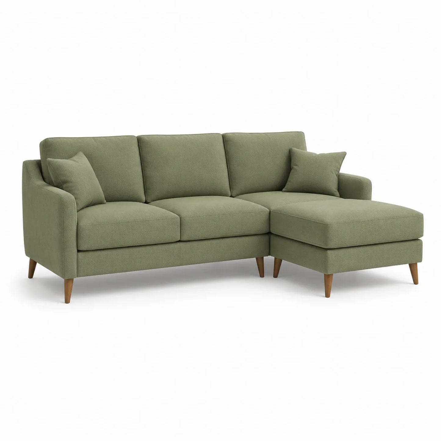 Grünes Ecksofa mit Recamiere aus Polyester, 260 cm