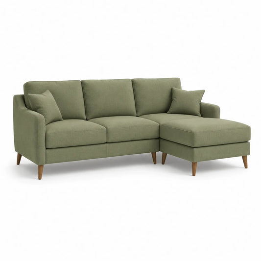 Grünes Ecksofa mit Recamiere aus Polyester, 260 cm