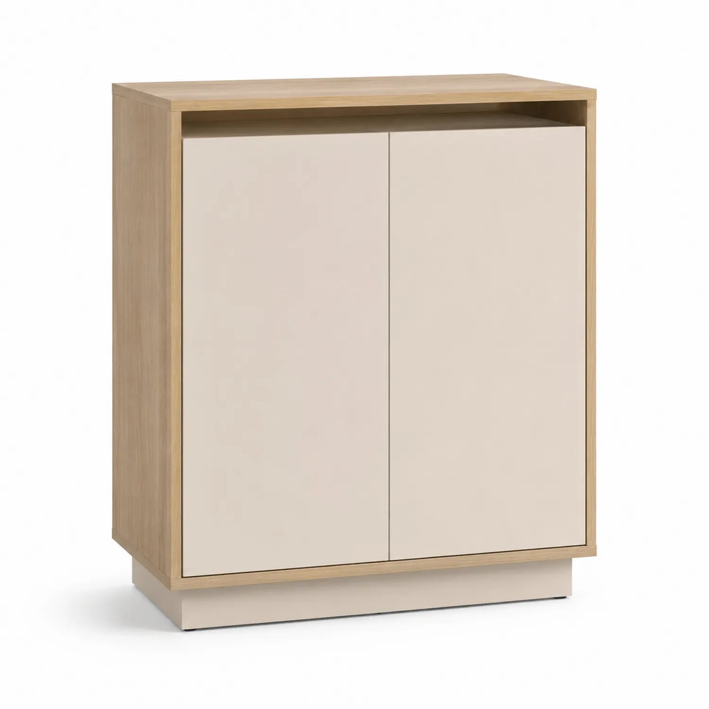 Sideboard aus Eichenfurnier und cremefarbenem MDF, 80x90x35 cm