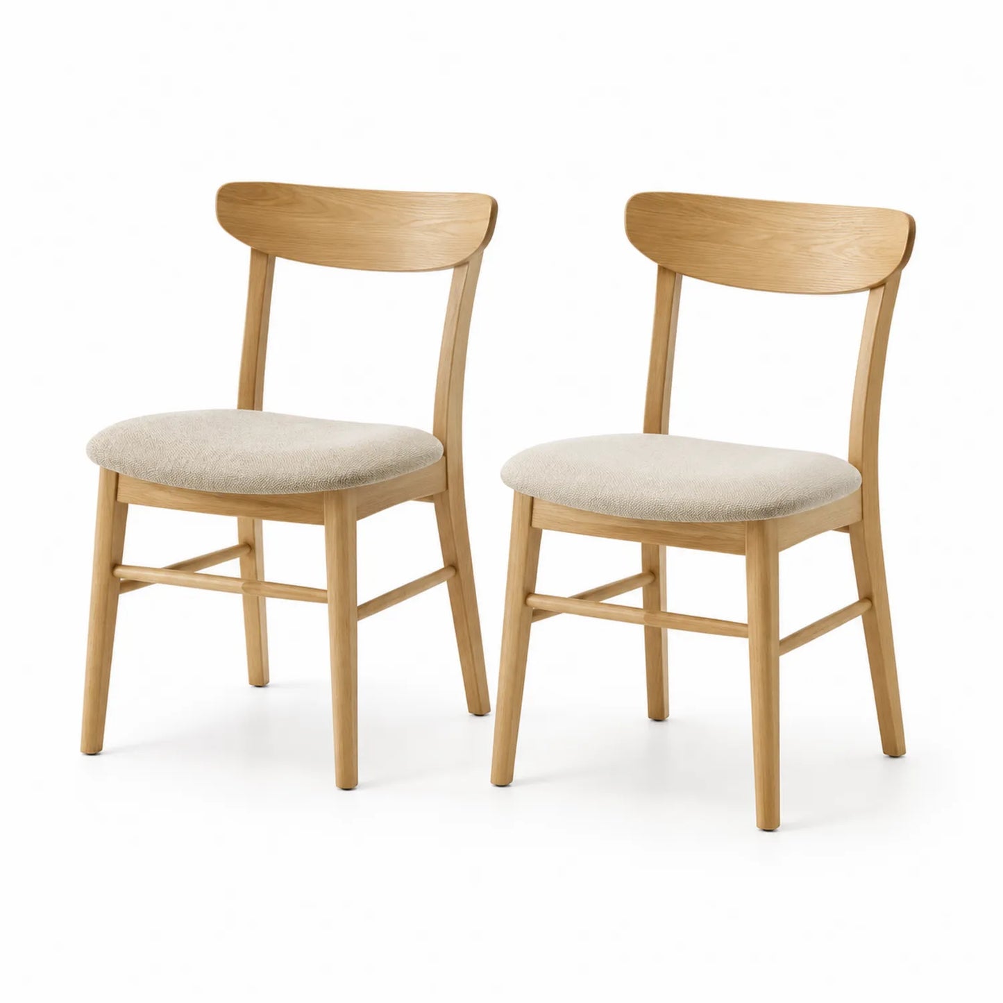 Set aus 2 Esszimmerstühlen Eiche Beige Polyester