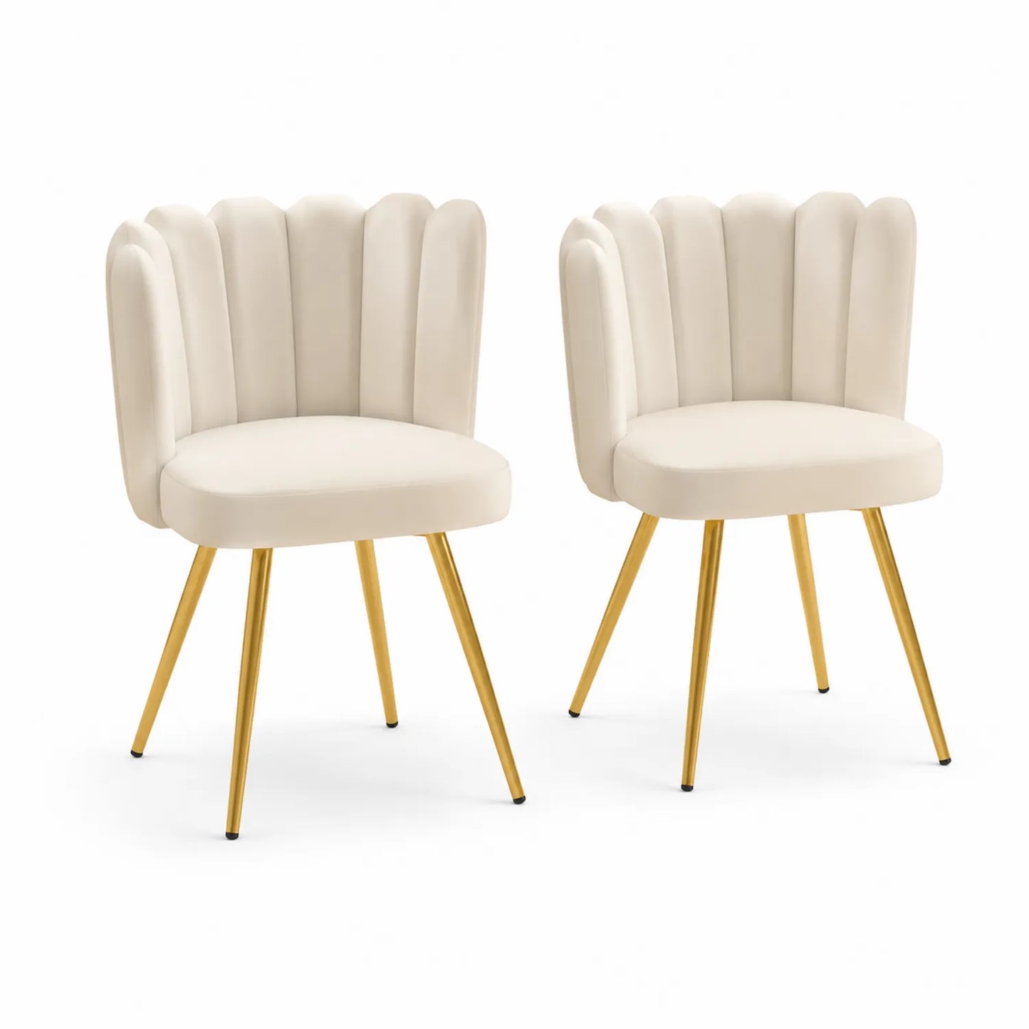 Esszimmerstühle Set Velours Metall Beige