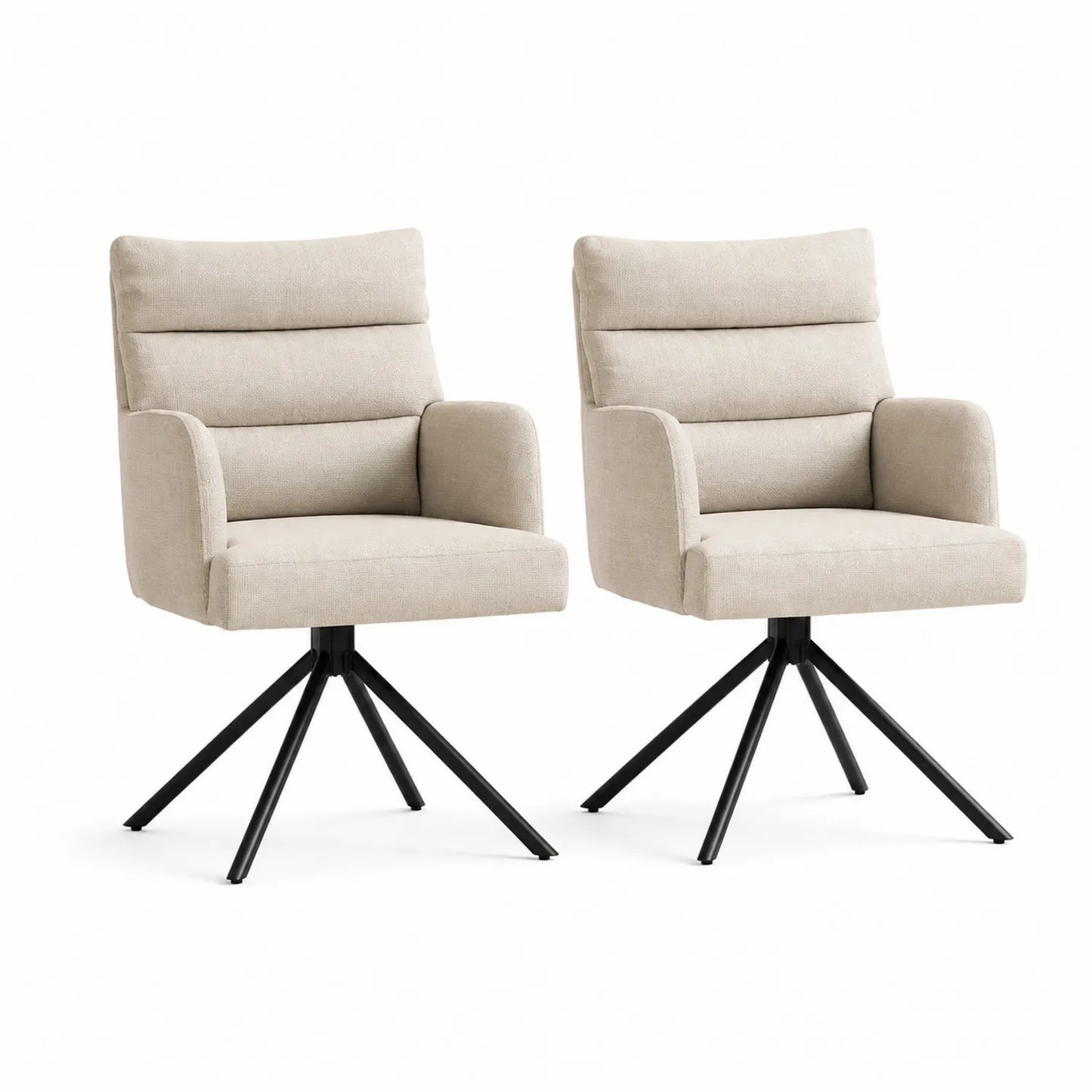 2er Set Esszimmerstühle aus Stoff mit Metallbeinen Beige