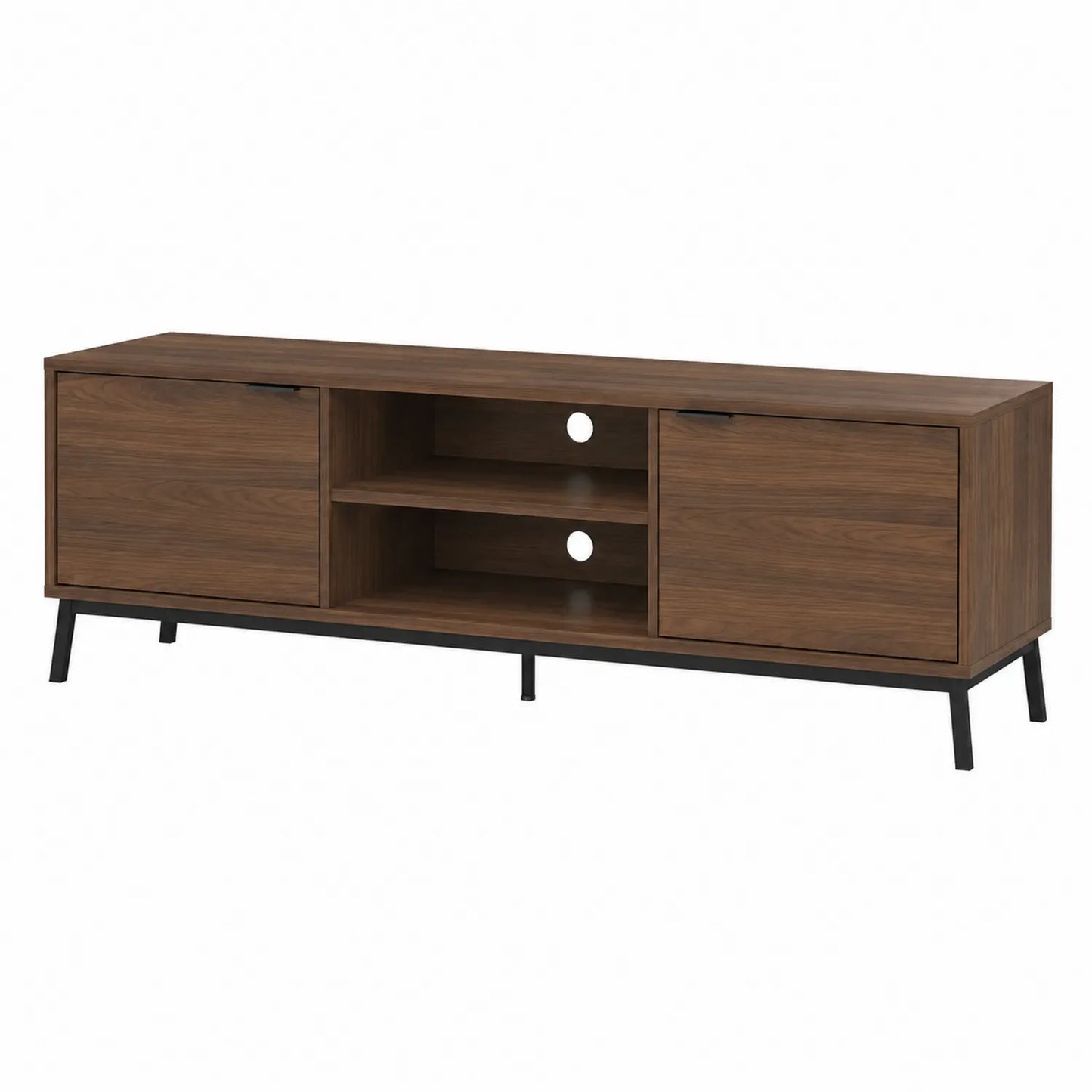 TV-Schrank MDF Holzfurnier Stahlbeine Braun