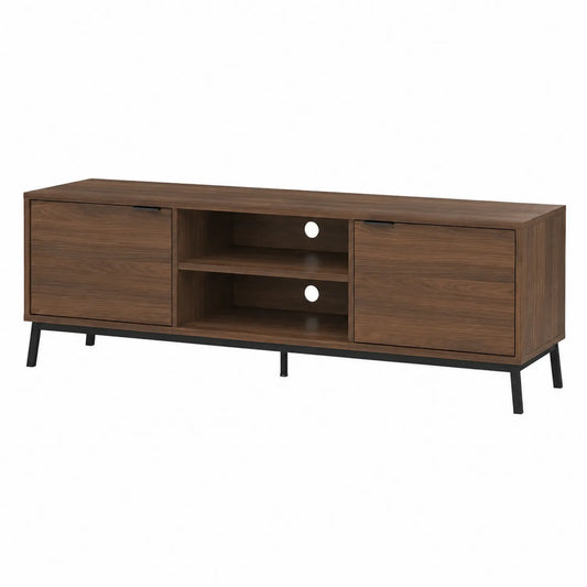 TV-Schrank MDF Holzfurnier Stahlbeine Braun