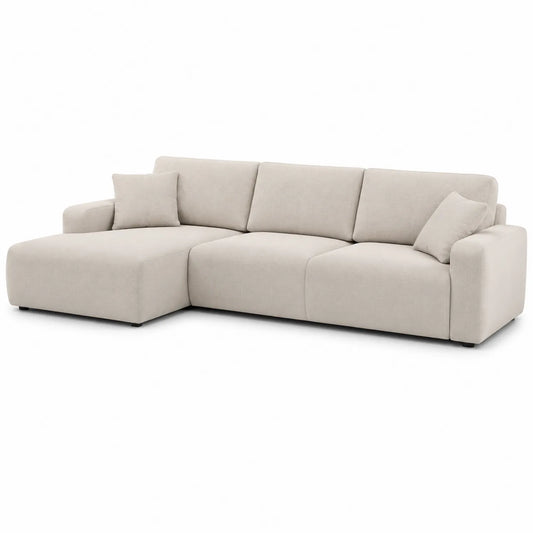 Ecksofa mit Ottomane links Beige Stoff