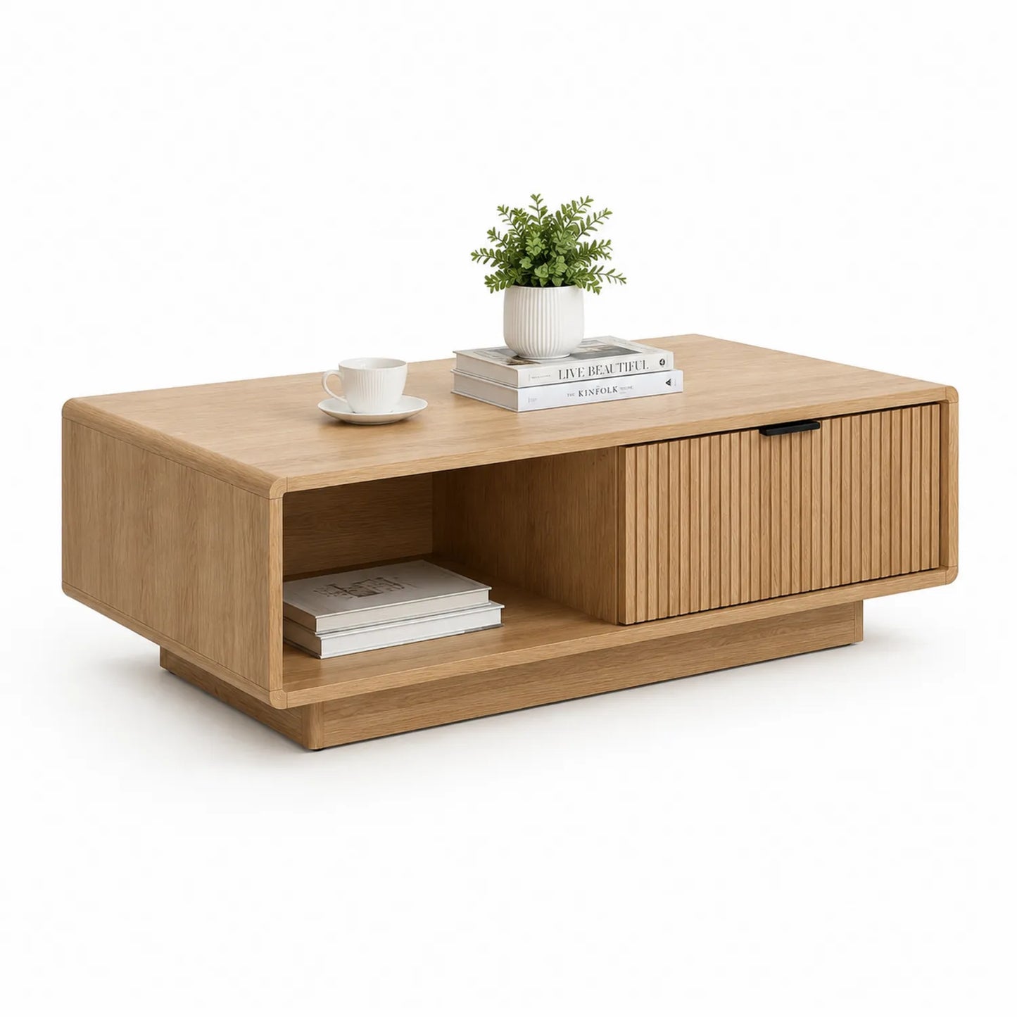 Holz Couchtisch Eiche 120x60x40cm mit Stauraum