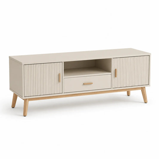 TV-Lowboard aus MDF mit Holzoptik Beige 150x40x55 cm