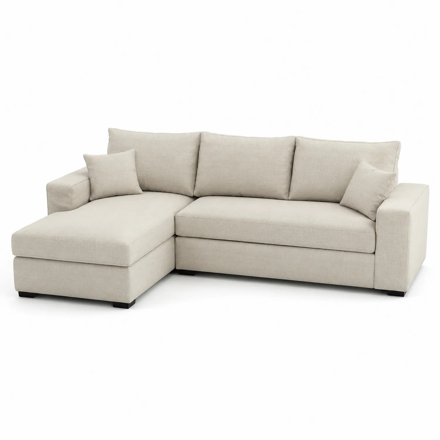 Ecksofa mit Ottomane Stoff Beige 250 x 160 x 85 cm