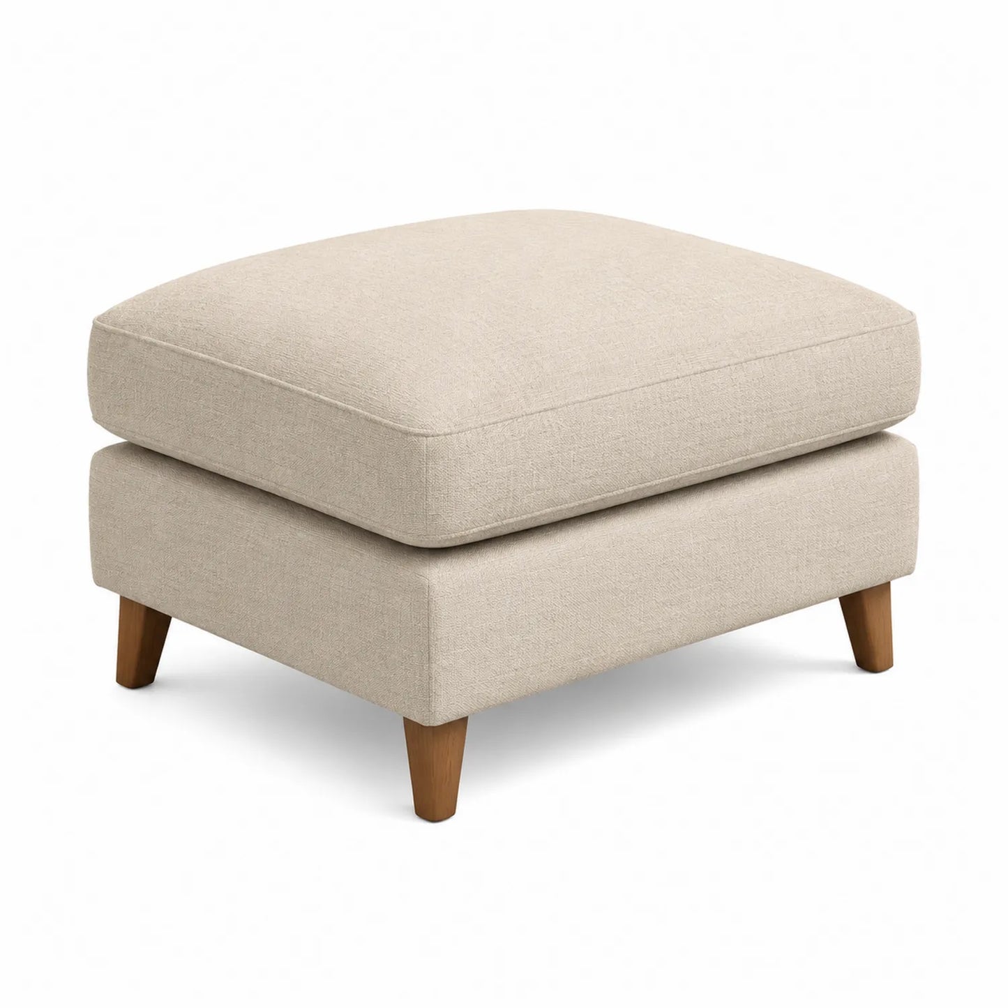 Fußhocker Stoff Beige mit Massivholzbeinen