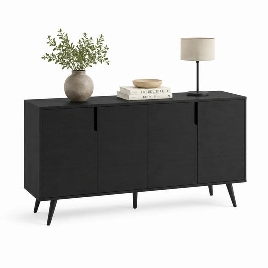 Schwarzes Holz-Sideboard mit vier Türen 160x40x80 cm