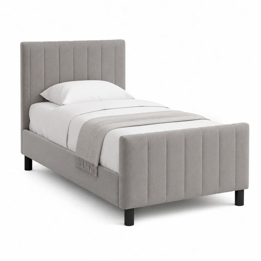 Einzelbett Stoff Grau 90x200 cm