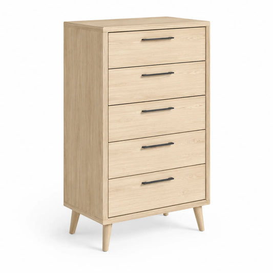 Holzkommode mit 5 Schubladen Eichenoptik