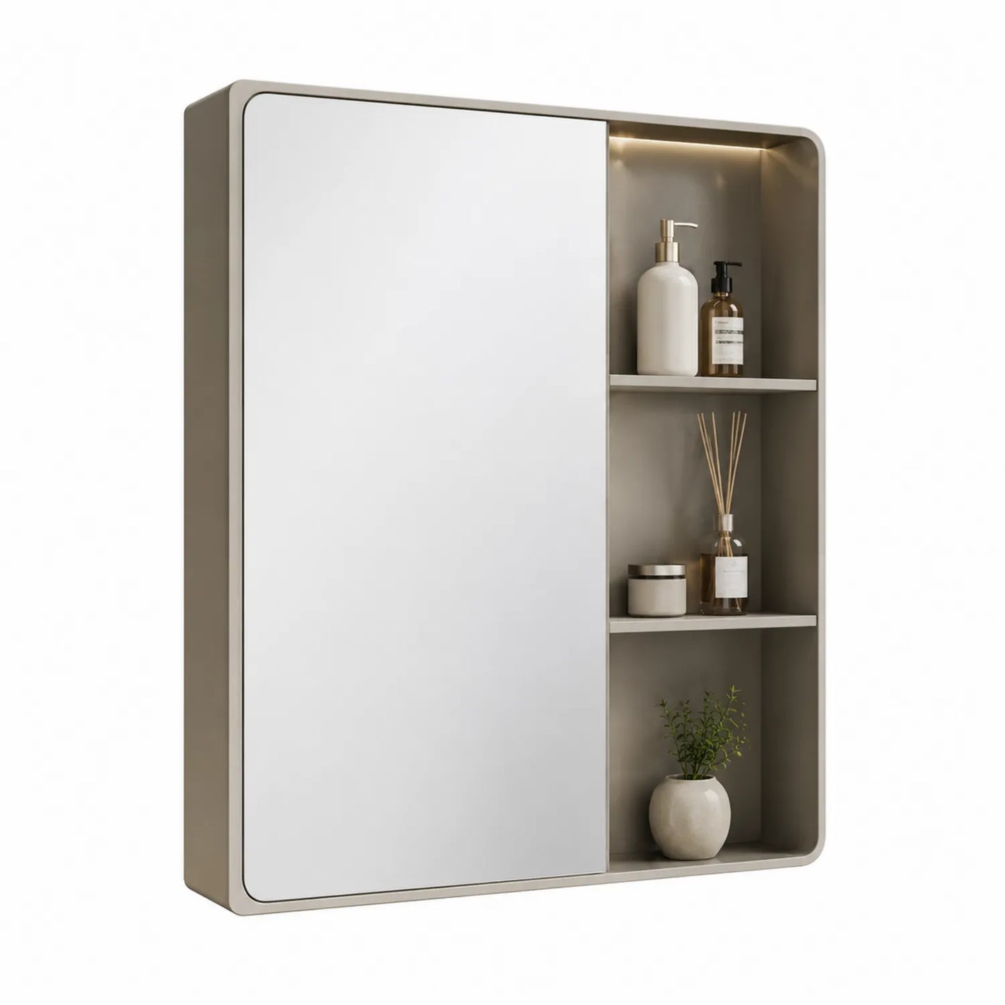 Spiegelschrank mit Regal Beige MDF und Spiegelglas