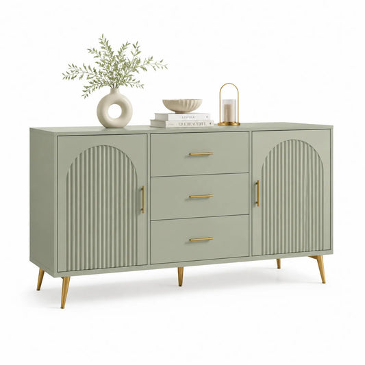 Sideboard mit 2 Türen und 3 Schubladen MDF Hellgrün 140x40x80 cm