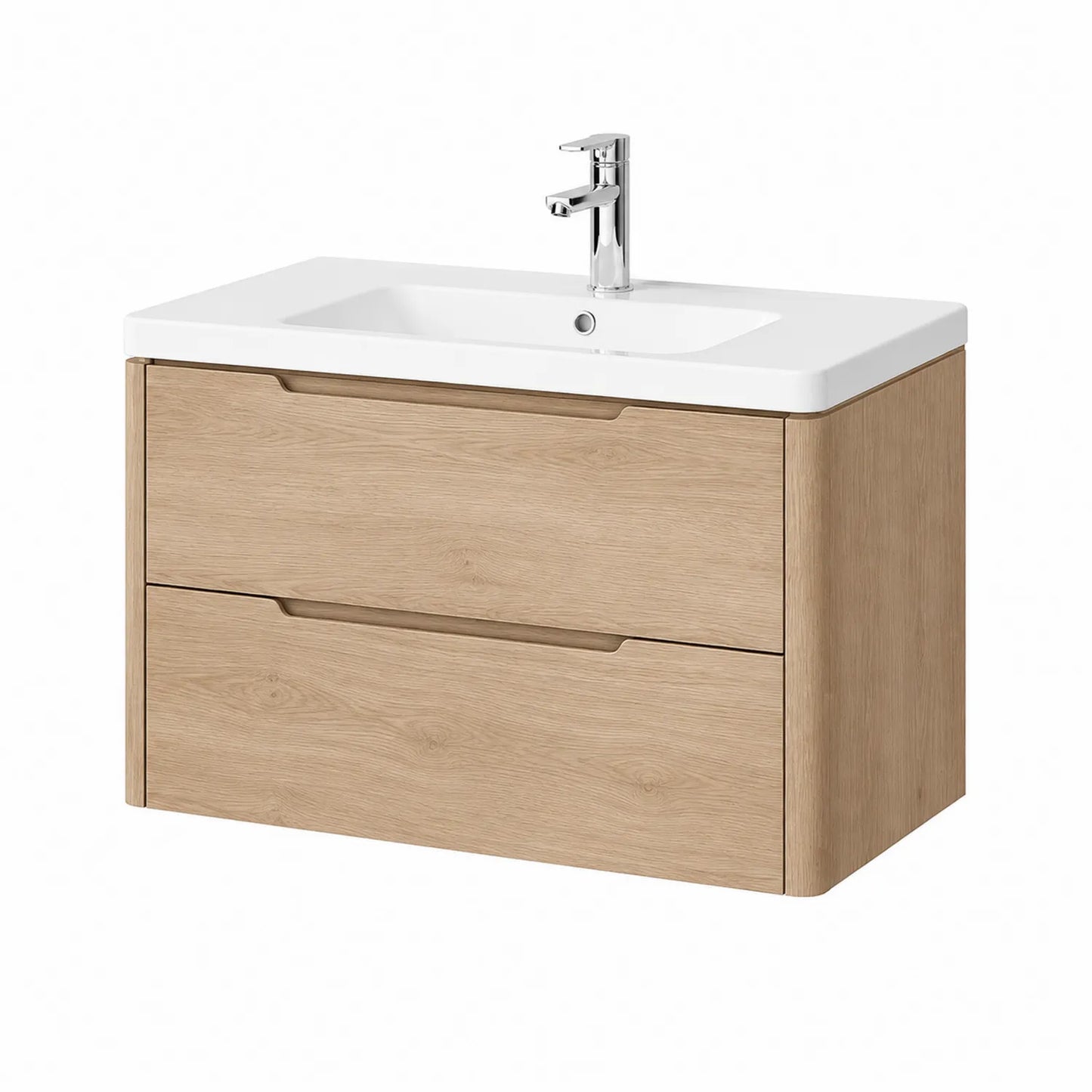 Waschtischunterschrank mit 2 Schubladen Eichenfurnier 80x50x45 cm