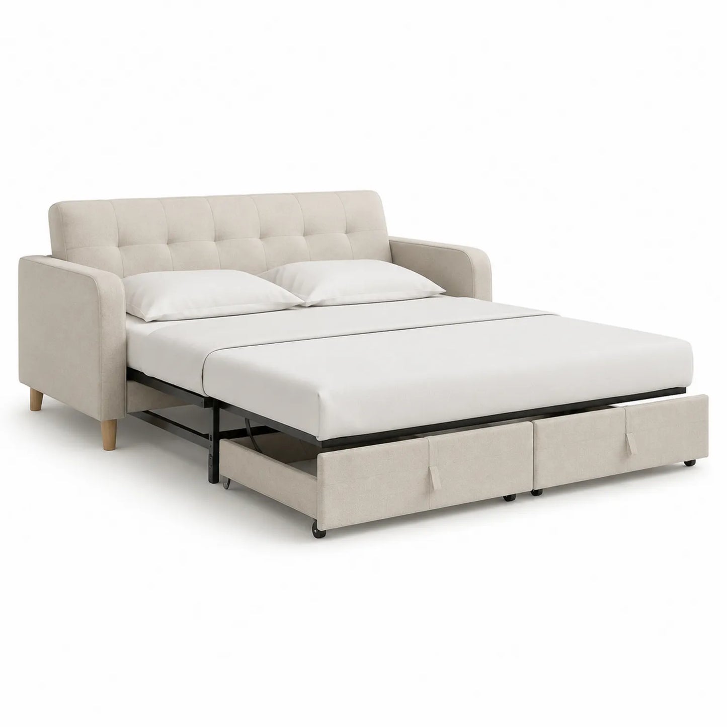 Schlafsofa aus Stoff Beige mit Kissen 195x140 cm