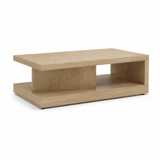 Rechteckiger Couchtisch aus Eichenfurnier mit Ablage 120x60x40 cm