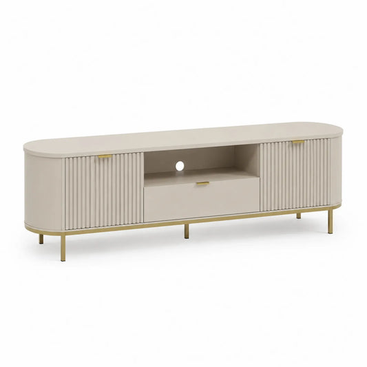 TV-Schrank Holz mit Metallbeinen cremefarben 180cm