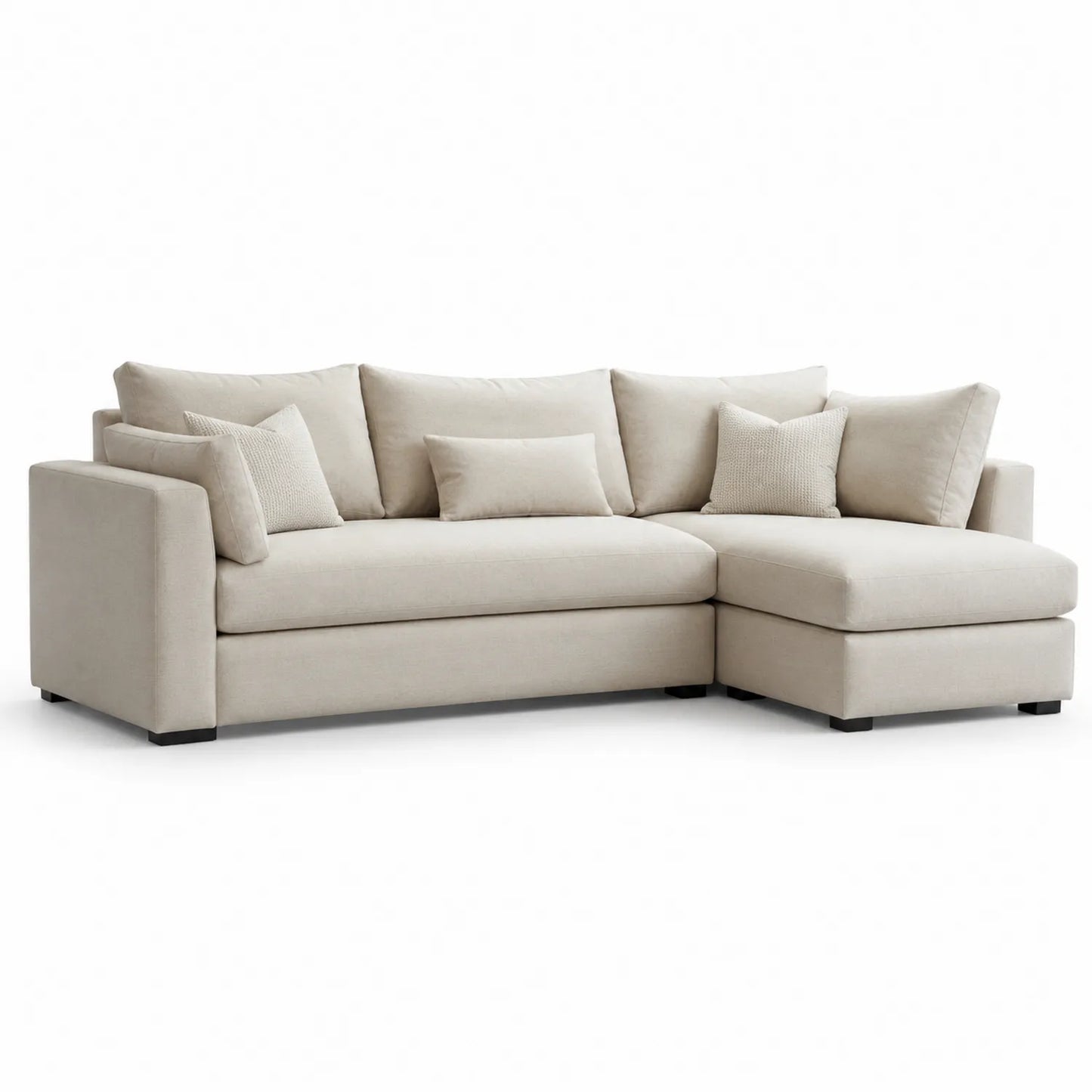 Ecksofa 3-Sitzer mit Ottomane Beige Stoff