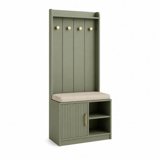 Garderobenschrank mit Bank und Haken Holz 180x60x40 cm