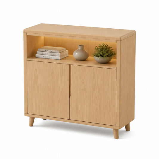 Eichenholz Sideboard mit LED-Beleuchtung 100x40x90 cm