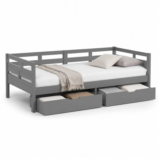 Holz Tagesbett mit Schubladen 200x90 cm Grau