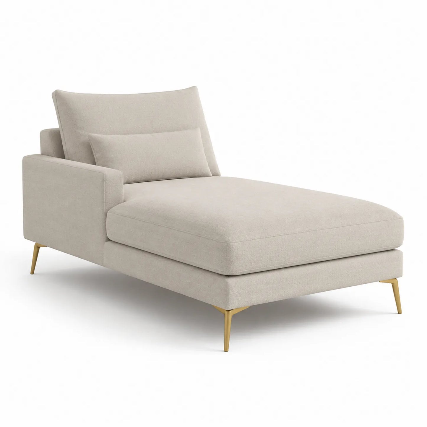 Chaiselongue Stoff Beige Metallbeine