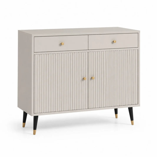 Beiges Holz-Sideboard mit 2 Schubladen und 2 Türen