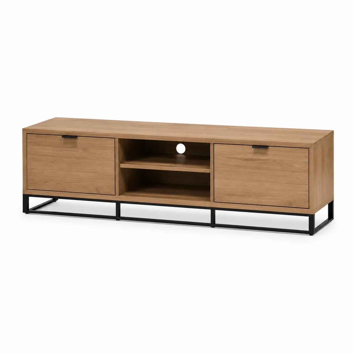 TV-Schrank aus Eichenholz mit Metallrahmen, 120 x 40 x 45 cm, Braun