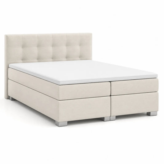 Boxspringbett 180x200 cm Beige Stoff Holz Kopfteil